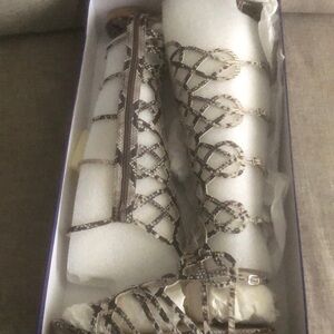 animal print sandals, size 10